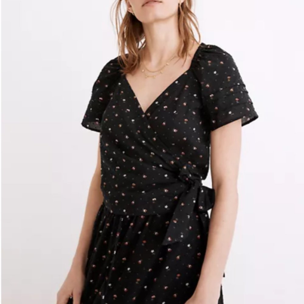 Madewell Ruffle-Sleeve Wrap Top Size S